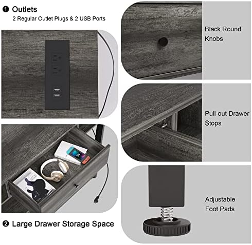 Mexin Console Table with Outlets and USB Ports, Entryway Table with Drawer St...