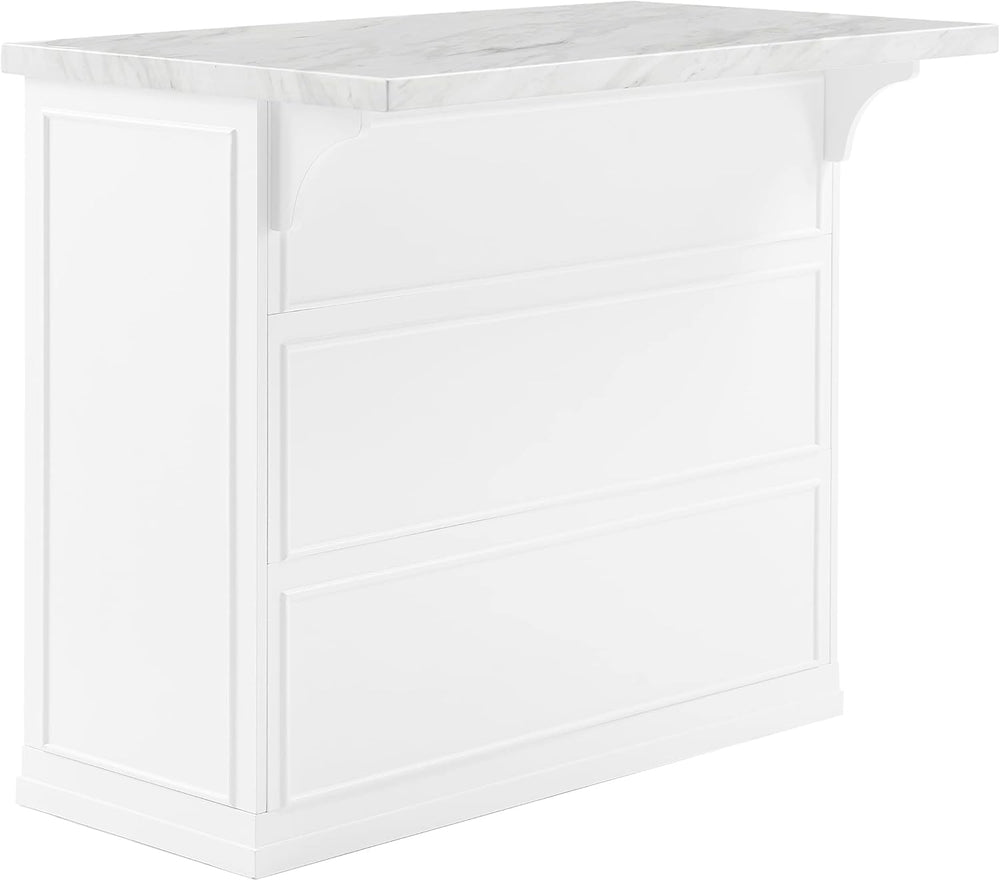 Crosley Furniture Cutler Faux Marble Top Kitchen Island with Storage, Breakfa...