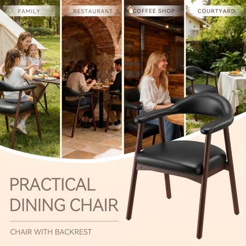 MALOL Leather Dining Chair with Armrest Set of 6, Upholstered Dining Room Cha...