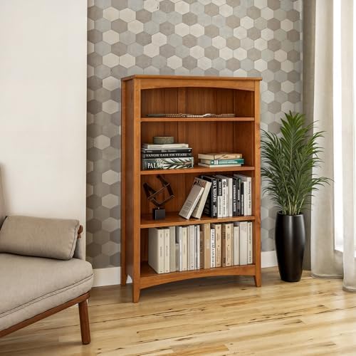 Shaker Style 4 Shelf Bookcase / Solid Wood / 48" High / Adjustable Shelv...