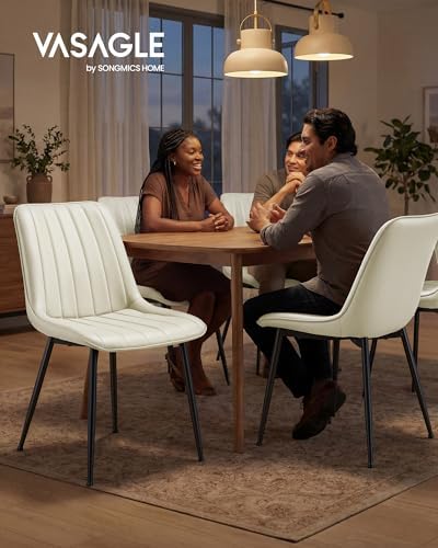 VASAGLE Dining Chairs Set of 4, Upholstered Kitchen Chairs, PU Leather