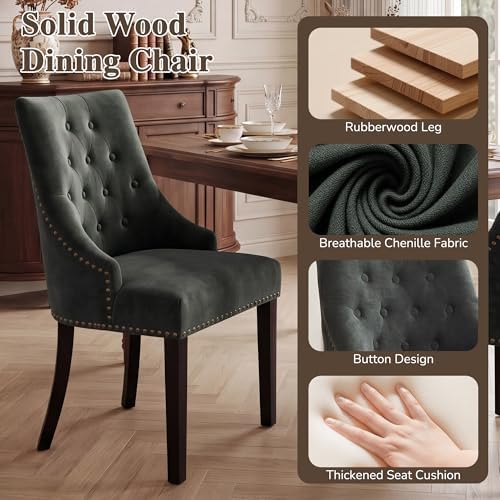 LSSBOUGHT Tufted Dining Chairs, Upholstered Accent Chairs with Nailhead Trim ...