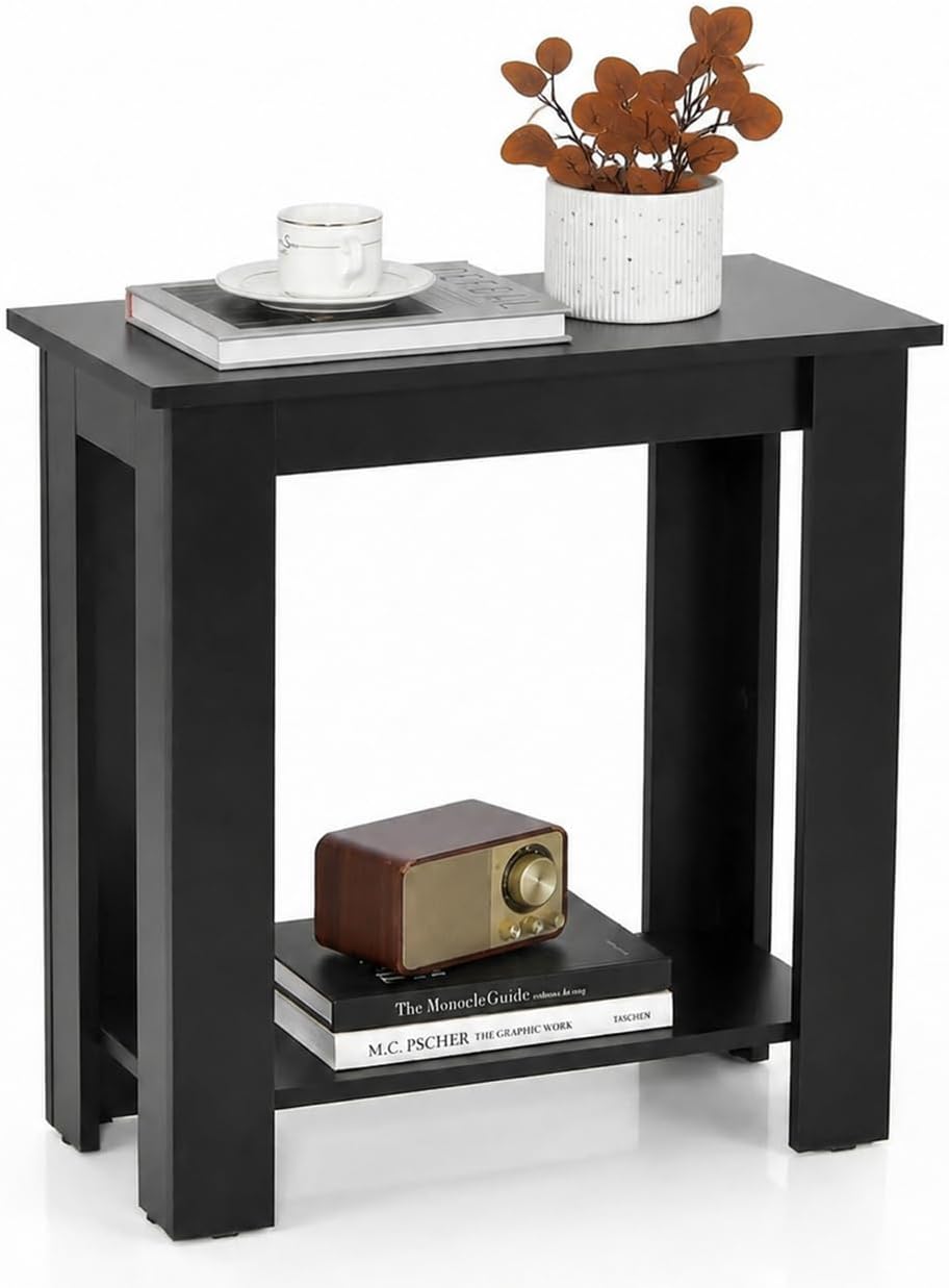 GOFLAME 24” Side Table, 2-Tier Rectangular End Table with Storage Shelf, Mult...