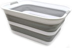 SAMMART 42L Collapsible Plastic Laundry Basket - Foldable Pop Up Storage Container/Organizer - Portable Washing Tub - Space Saving Hamper/Basket (Grey, 1)