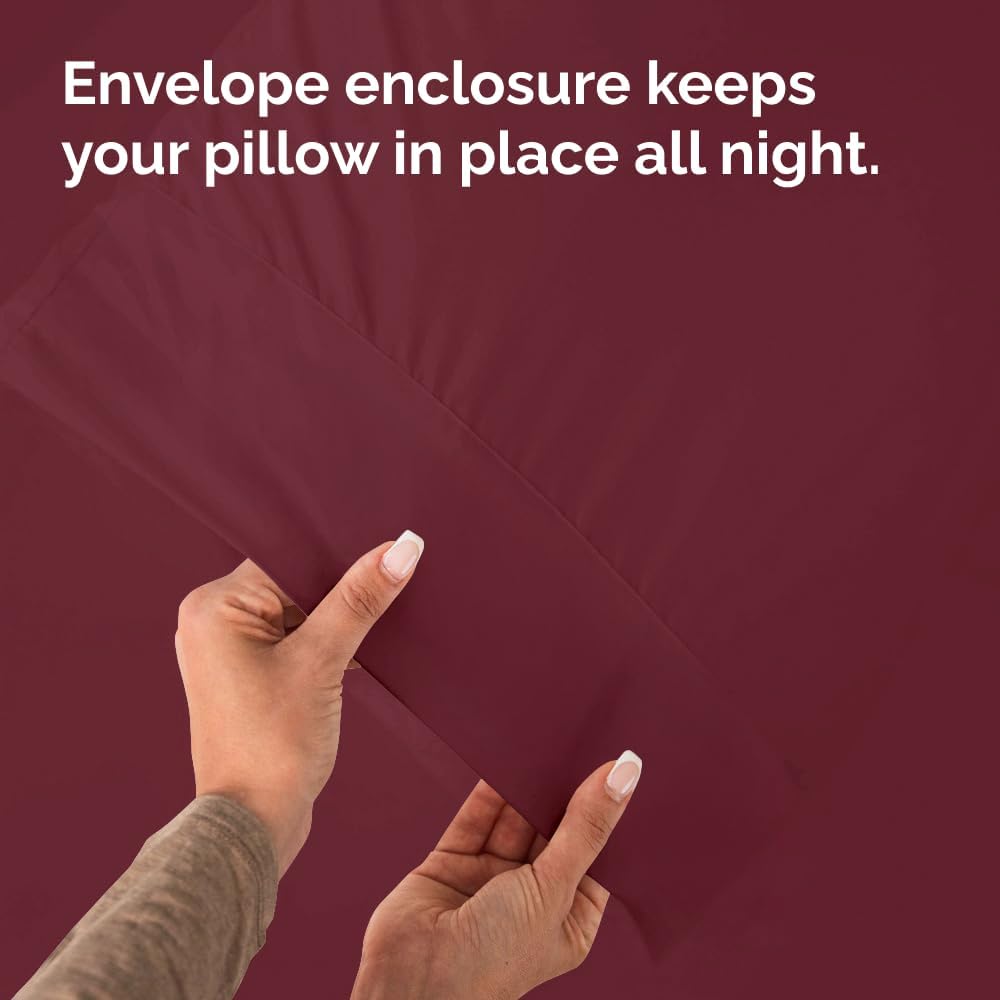 King Pillow Cases - 4 Pack - Super Soft Pillowcase Covers - Envelope Enclosure - Hotel Quality Pillow Protectors - Wrinkle Free, Shrink and Stain Resistant - Machine Washable - 20" x 40" (Burgundy)