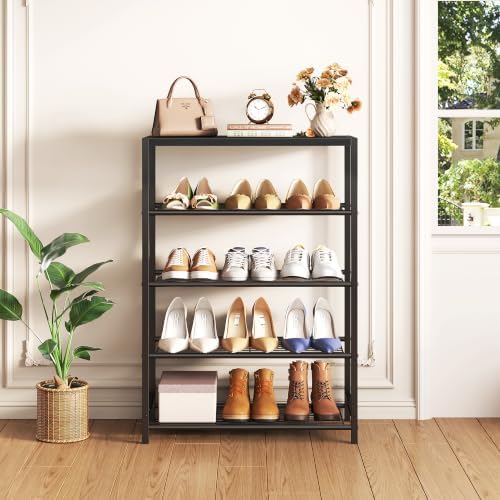 Yusong Shoe Rack Organizer, 5 Tier Industrial Shoe Storage Shelf for Closet E...