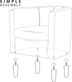 Yaheetech Velvet Accent Chair, Modern and Comfortable Armchairs, Upholstered Barrel Sofa Chair for Living Room Bedroom Waiting Room, Olive Green