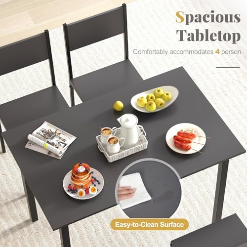 GIANTEX Dining Table Set for 4, 5-Piece Modern Kitchen Table and Chairs with ...