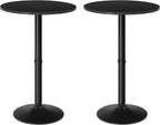 HOOBRO 2 Pcs Round Bar Table, 35" Tall Pub Table, with Non-Slip Base for Narrow Space, Bar Height Table for Kitchen, Easy to Assemble, Black BB57BTP201