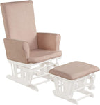 Costzon Baby Glider and Ottoman Cushion Set, Wood Baby Rocker Nursery Furniture for Napping, Nursing, Reading, Upholstered Hoop Glider & Ottoman Comfort Nursery Chair w/Padded Armrests (Pink)