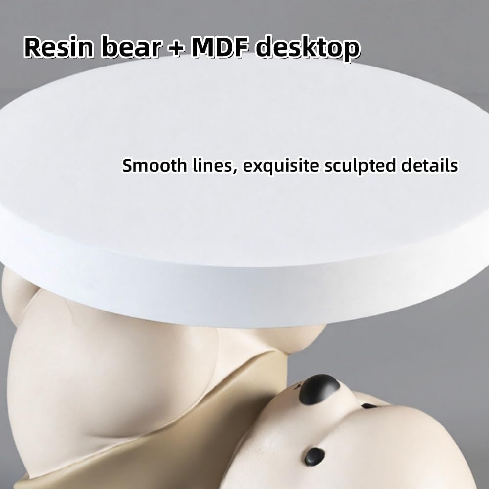 Resin Bear Side Table with MDF Top(Color:Brown)