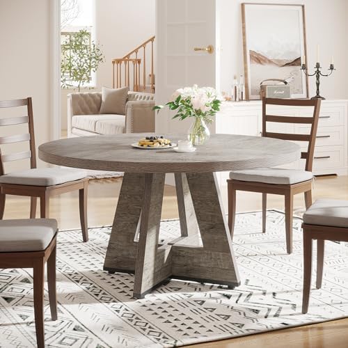 Tribesigns 47 inch Round Dining Table Wood Kitchen Table for Dining Room, 47&...