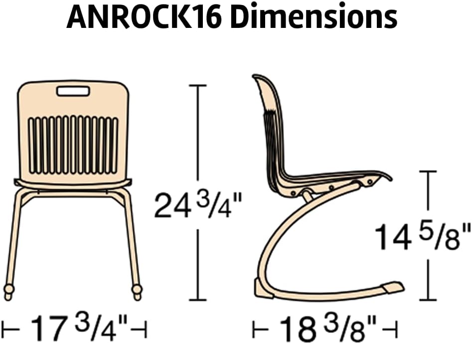 Virco ANROCK16 Analogy Rocking Chair 16" Seat Height (Set of 4) - Navy | For 3rd to 4th Grade, Flexible Seating, Promotes Focus, Ideal for Classrooms and Libraries, No Assembly Required