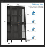 Saudism Display Cabinet with Glass Doors, 4-Tier Curio Cabinet with LED Lights, 60,000 Color Lights for Collectibles, Glass Display Case with App Control, Bookcase, Storage Cabinet, Black