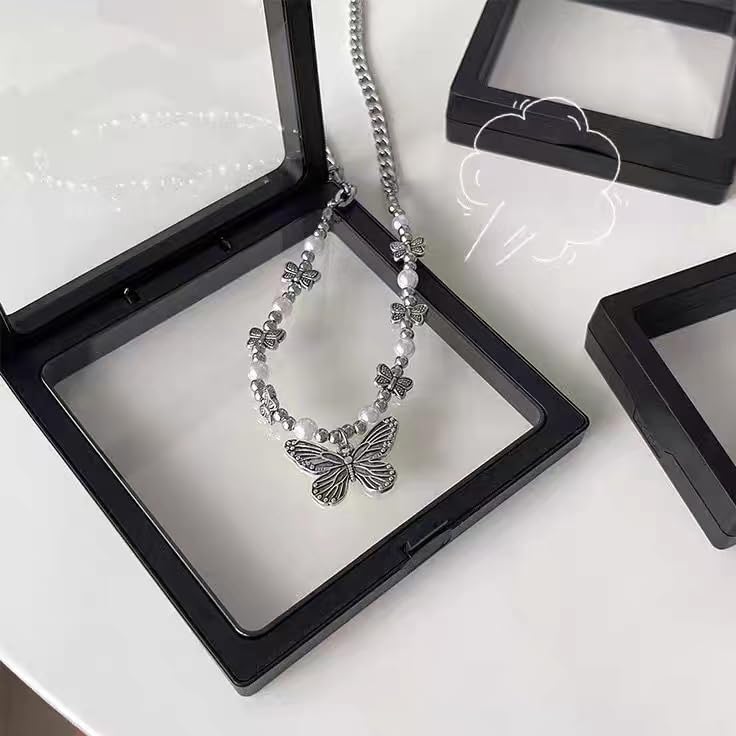 12PCS 3D Floating Frame Display Stand, Jewelry Box, Gift Box, Ornament Organizer, Small Travel Jewelry Box, PE Film Anti-Oxidation, Suspended Display Box Stackable (4.33 * 4.33, Type 1)