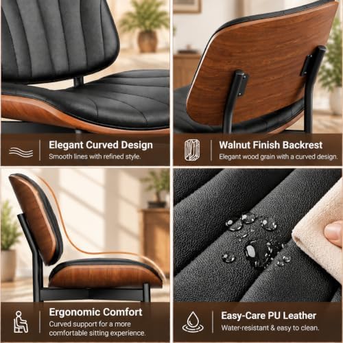 YaFiti Dining Chairs Set of 4, Mid Century Modern PU Leather Kitchen Chairs