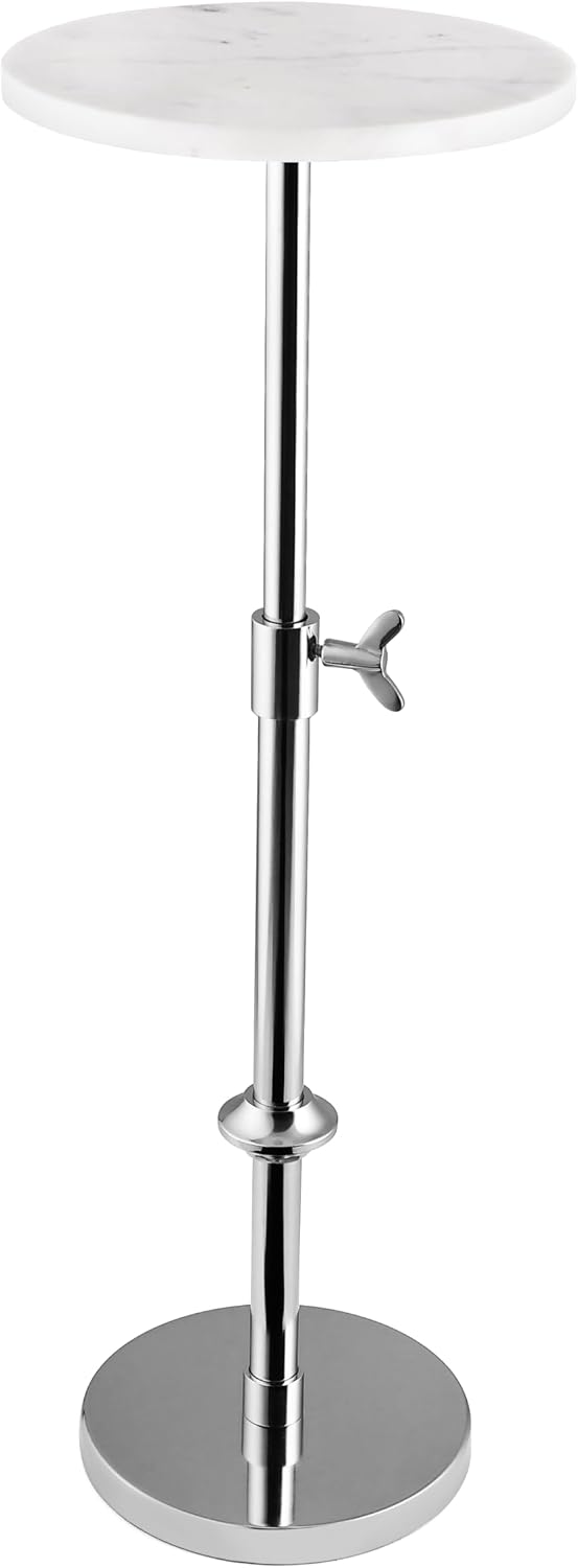 Modern Chrome Side Table Adjustable Height – Polished Chrome Finish Bedside T...