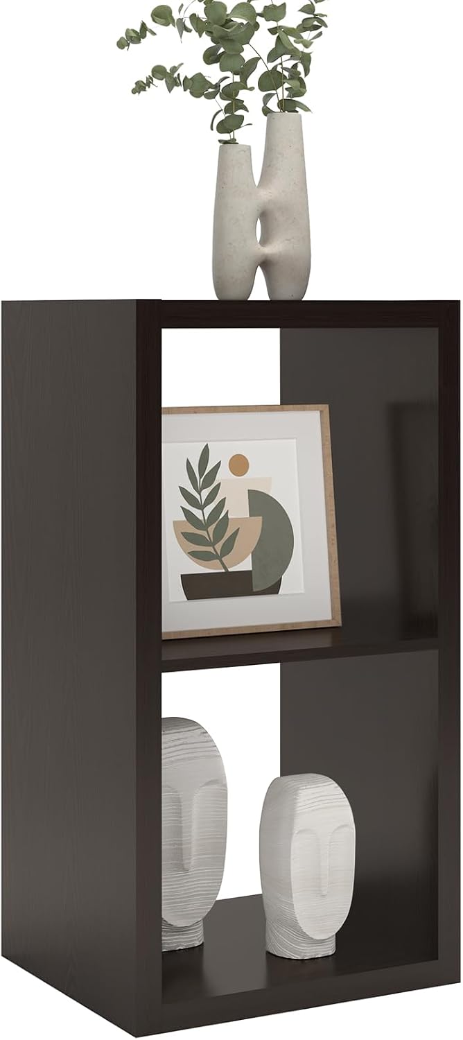 CTESNE【2026 Wooden Thick Frame】 2 Cube Storage Organizer Shelf with Anti-Tipping Kits + Reversible Open Back Bookcase, Horizontal and Vertical Dual-use (Chocolate Color 13in)