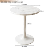 White Round Table Modern Dining Table Marble Texture Tulip Round Kitchen Table Mid Century Coffee Table for Living Room, 24 inch