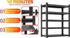 Garage Shelves,14-48''W Heavy-Duty Storage Shelves, Double-Layer Uprights, Thickened Shelves, Waterproof &Rustproof, Suitable for Indoor & Outdoor Use. (BLACK, 5TIER 45''W*16''D*72''H, 5-TIER)