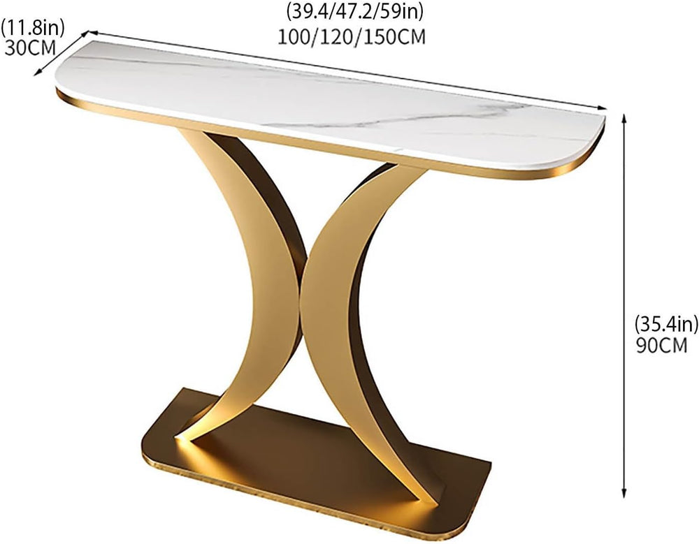 Modern Console Table with Geometric Metal Legs,Narrow Living Room Entryway Ta...