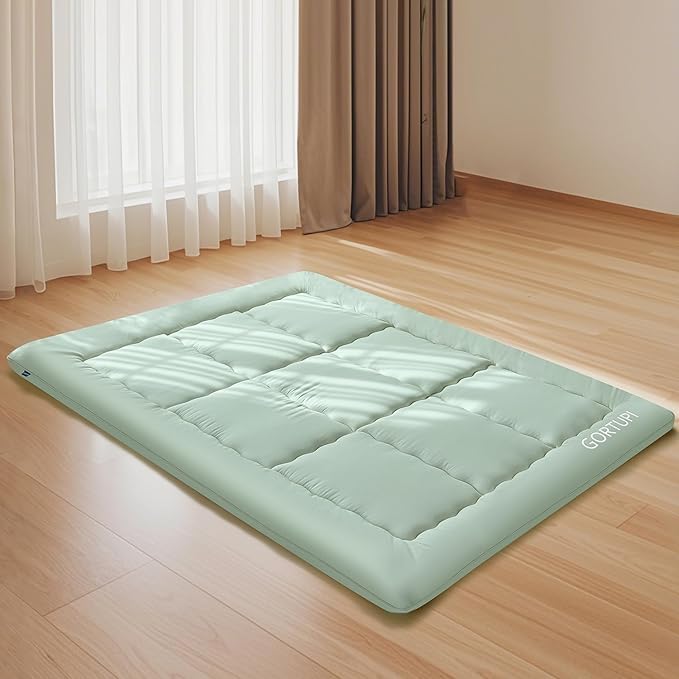 Size Full Japanese Floor Futon Foldable Futon Mattress for Floor Tatami Mattress Portable Rollaway Bed for Guest Playmat for Kids Tatami Sleeping Pad Japanese Mattress for Adults Green A