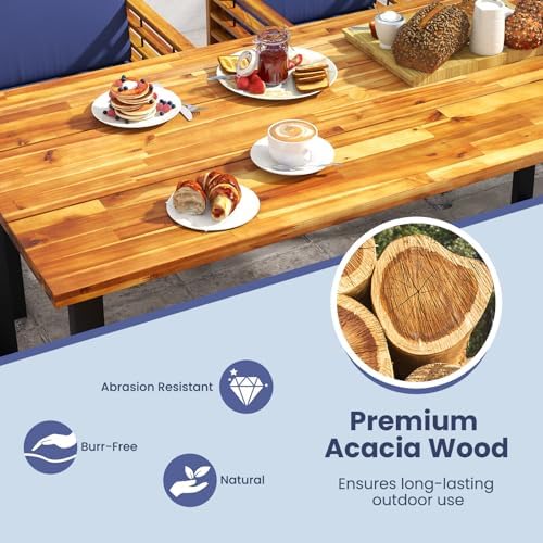 Tangkula 7 Piece Patio Dining Set, Acacia Wood Dining Chair & Table Set, ...