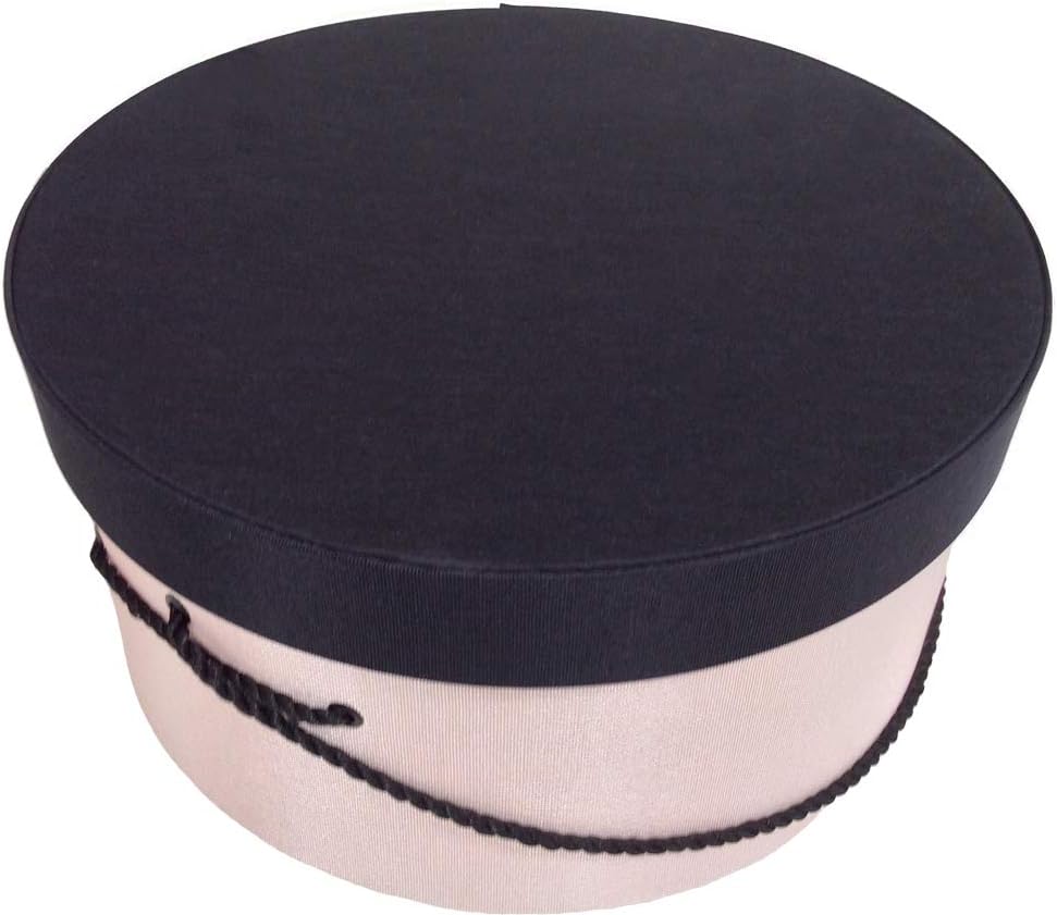Sarah's Hat Boxes Classic Pink/Black Hat Box – 16.75" x 8.5" (Dia. x Ht.) Handmade in USA – Odorless Non-Toxic Adhesive, Cording Handle – Premium Storage for Hats & Accessories