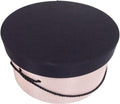 Sarah's Hat Boxes Classic Pink/Black Hat Box – 12.75" x 6.5" (Dia. x Ht.) Handmade in USA – Odorless Non-Toxic Adhesive, Cording Handle – Premium Storage for Hats & Accessories
