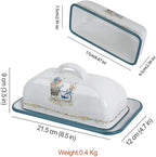 Enamel Butter Dish with Lid Vintage Enamelware Butter Keeper with Flower and Bird Patterns Farmhouse Butter Container Butter holder for Countertop Kitchen Decor Blue