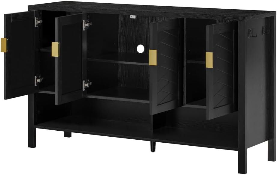 U_STYLE 55.1''Storage Sideboard with 4-Doors,Multi Functional Buffet ...