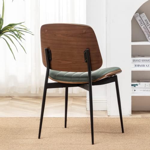 LUNLING Dining Chairs Set of 2 Mid Century Modern Retro Faux Leather Chair wi...