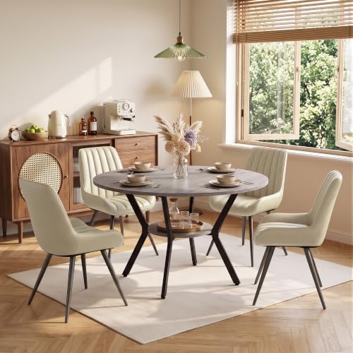 Miereirl 42.13" 5-Piece Round Dining Table Set for 4, Kitchen Table Set ...