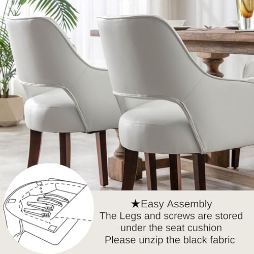 Faux Leather Upholstered Dining Chairs Set of 4 with Arms