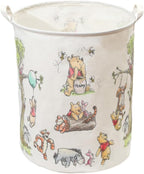 Oval Cute Bear Nursery Storage Basket With A Waterproof PE Coating, Foldable Large Canvas Laundry Hamper, Barrel Shaped Decorative Storage Baskets Suitable For Bathroom and Bedroom (White)