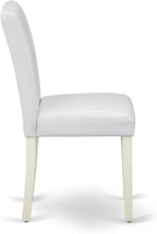 East West Furniture CAAB7-LWH-64 7 Piece Kitchen Table & Chairs Set Consist of a Rectangle Dining Room Table and 6 White Faux Leather Parsons Dining Chairs, 36x60 Inch, Linen White