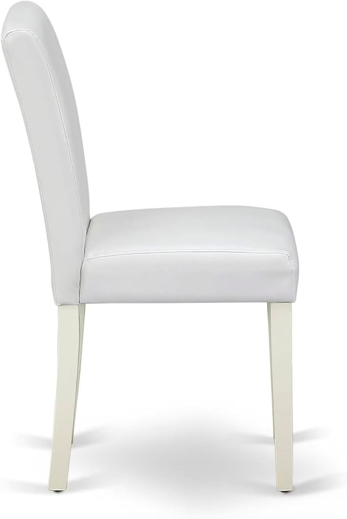 East West Furniture CAAB7-LWH-64 7 Piece Kitchen Table & Chairs Set Consist of a Rectangle Dining Room Table and 6 White Faux Leather Parsons Dining Chairs, 36x60 Inch, Linen White