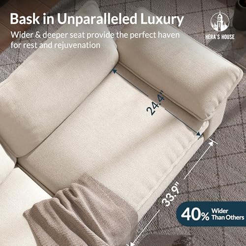 HERA'S HOUSE 3-Seat L Shaped Modular Cloud Couch Sectional Sofa Ottoman