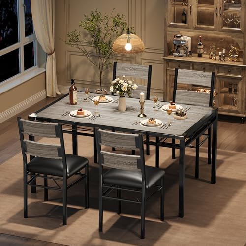 IDEALHOUSE Wood Dining Table Set for 4 with Corner Protector, Kitchen Table C...
