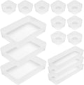 Poeland 15 Pcs Drawer Organizer Tray Storage Box for Bedroom Dresser Bathroom Kitchen, Frosted