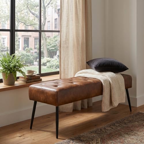 DUHOME Button-Tufted Ottoman Bench, Upholstered Bedroom Benches Leather Footr...