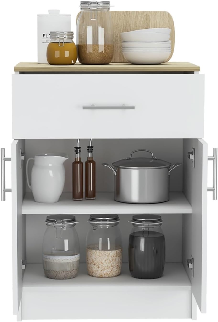 Pantry Cabinet, One Drawer, One Double Door Cabinet with Two Shelves,for Kitchen