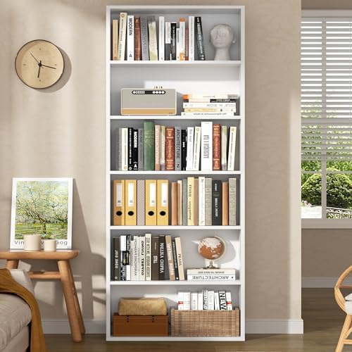 Shintenchi Bookshelf,6-Tier Open Bookcase and Bookshelves,6 Shelf Display Sto...