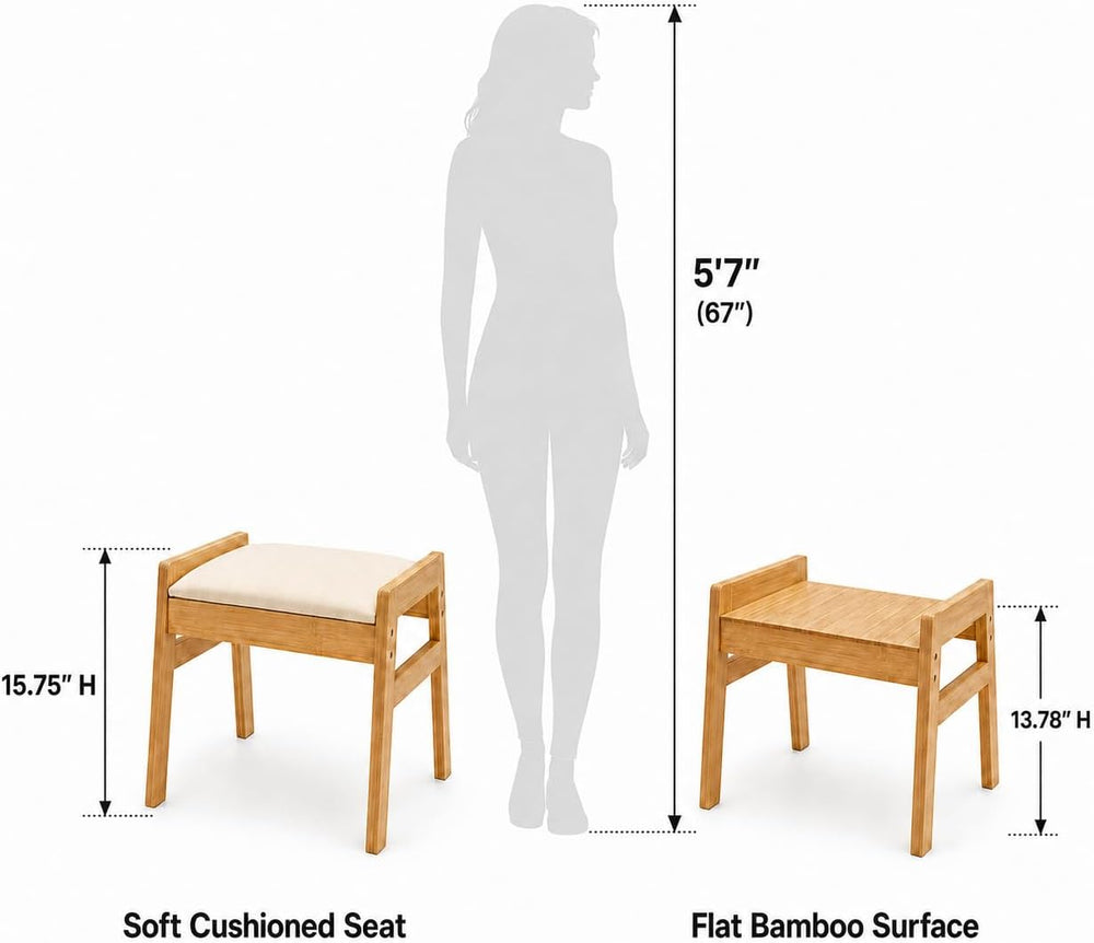 BAMBOOHOMIE Foot Stool Ottoman, Modern Vanity Stool Chair for Makeup with Rem...