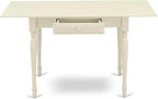 East West Furniture MZAV3-LWH-W 3 Piece Dinette Set for Small Spaces Contains a Rectangle Dining Table with Dropleaf and 2 Dining Chairs, 36x54 Inch, Linen White