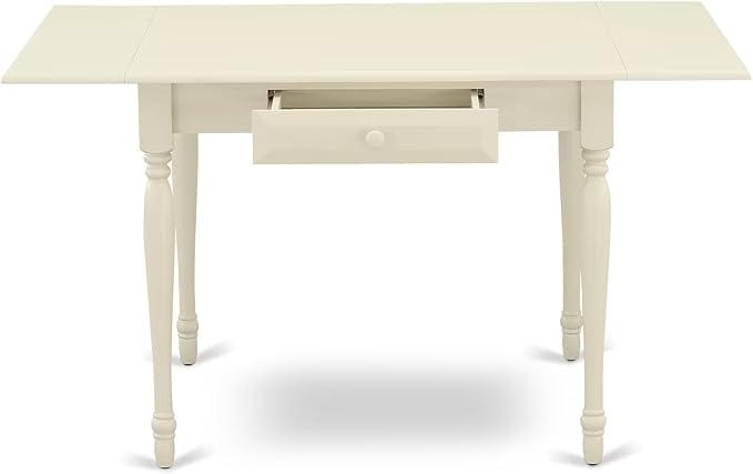 East West Furniture MZLA5-LWH-06 5 Piece Dining Table Set for 4 Includes a Rectangle Kitchen Table with Dropleaf and 4 Shitake Linen Fabric Parson Dining Chairs, 36x54 Inch, Linen White