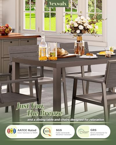 Vexwalx Outdoor Dining Set, Aluminum Dining Table Set for 6, Patio Table and ...
