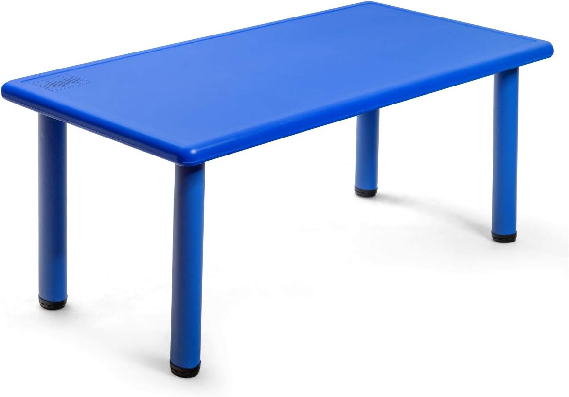 Costzon 47 x 23.5 Inch Rectangular Kids Table, Children School Activity Table for Reading Drawing Dining Playing, Multifunctional Plastic Table w/Steel Pipe, Toddler Furniture for Boys & Girls (Blue)