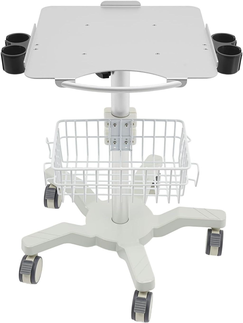 Medical Trolley Cart with Locking Wheels - Height Adjustable Mobile Workstation 24-38 inch,5 Casters Rolling Desktop Cart for Dental Clinic, Salon, Lab & Esthetician