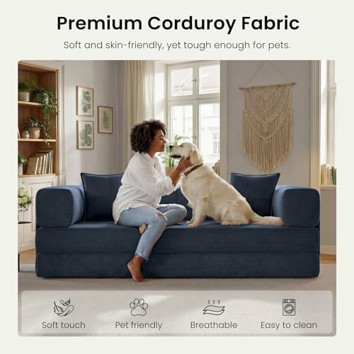 78.8" Convertible Futon Sofa Bed, Couch for Living Room | Corduroy Loves...